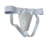 QUXVUIS Protezione per l'inguine da Taekwondo, boxe, donna, uomo, karate, coppa protettiva e fascia elastica, protezione per il cavallo, fascia elastica e adesiva per l'inguine, Bianco, Taglia XS
