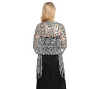 QUXVUIS Sciarpa ricamata da donna Abito da leggero Scialle Moda Scialli sposa con paillettes Scialli per abiti donna, Grigio scuro, Sopra 175 cm