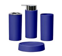 QUXVUIS Set di accessori per il bagno in plastica che valorizzano case, hotel e uffici, ecologici e facili da pulire. Set di dispenser per sapone liquido e portaspazzolino, Blu