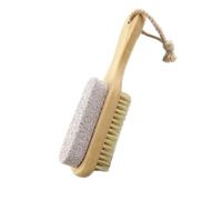 QUXVUIS Spazzola per pomice Manico in legno a lato Spazzole per la pulizia del piede del corpo della mano flessibile Rimozione della pelle morta per il bagno domestico