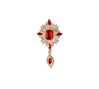 QUXVUIS Spilla distintiva realizzata con strass di cristallo e pietra preziosa rossa a forma di lacrime angolari, gioielli di moda per donne, regalo di nozze, da sposa, pieno di