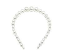 QUXVUIS Squisita fascia bianca Fasce per la testa universali Supporto per scrunchie stile semplice Accessori per lo styling dei capelli Fasce per le donne, 18mm,3 perle grandi