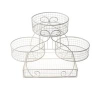 QUXVUIS Supporto per cestello in filo metallico a più livelli, porta verdure multiuso per pane di patate, verdure bianche, Bianco, 30x20x31cm