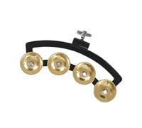 QUXVUIS Tamburello a percussione portatile, aggiunta di campane per sessioni di canto per bambini adulti e vivaci raduni KTV, strumento a percussione pedale, parti di campane in, oro, 17x7x2cm