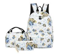 QUXVUIS Zaino Oxford School 3 Bow Floral con fiocco per scuola secondaria, per adolescenti, con ciliegie, per la scuola, con fiocco, 3 pezzi, digitare+