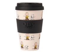 QUY CUP Tazza Snoopy Dancing 400ml - Mug Eco-Friendly R-PET Bambù con Coperchio - Riutilizzabile Lavastoviglie - Home Decor Peanuts