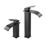 Quyanre Matte Black Waterfall Basin Faucet Single Handle Mixer Hot Cold Water Basin Crane Tap For Bathroom Wash Basin Mixer Tap(Short-Shiny Gold)