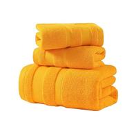 QUYBSGWJ Set Di Asciugamani in Cotone Da 3 Pezzi Colore Della Dopamina Più Veloce Da Asciugare Uffy Di Lunga Durata Per I Peli Del Viso Del Corpo Del Collo,Giallo,140 * 70 75 * 35 35 * 35cm