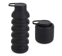 QUYBSGWJ Tazza Da Caffè in Silicone Riutilizzabile Bottiglia D'acqua Pieghevole Tazza Sportiva Portatile A Prova Di Perdite in Tinta Unita 600 Ml,Nero,8.8 * 7.5 * 21 cm