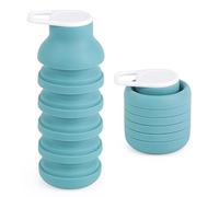 QUYBSGWJ Tazza Da Caffè in Silicone Riutilizzabile Bottiglia D'acqua Pieghevole Tazza Sportiva Portatile A Prova Di Perdite in Tinta Unita 600 Ml,Light blue,8.8 * 7.5 * 21 cm