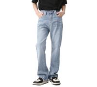 QUYBSGWJ Uomo Primavera Estate Casual Vintage Bell Bottom Pantaloni Slim Fit Jeans Con Elastico in Vita,Blu,L