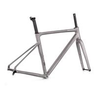 QUYCOIU 45/48/51/54Cm Telaio per Bici Strada Carbonio 700C Freni A Disco Perni Passanti Forcella Fibra di Carbonio Telaio Lega Alluminio F12*100 Mm R12*142 Mm BB68 Mm(Gray,54cm)