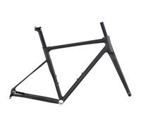 QUYCOIU 45/48/51/54Cm Telaio per Bici Strada Carbonio 700C Freni A Disco Perni Passanti Forcella Fibra di Carbonio Telaio Lega Alluminio F12*100 Mm R12*142 Mm BB68 Mm(Black,54cm)