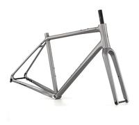 QUYCOIU 700C Telaio per Bici Strada Gravel 45/48/51/54Cm Telaio Freni A Disco+Forcella in Fibra di Carbonio Lega di Alluminio Perno Passante F12*100Mm R12*142Mm BSA BB68Mm(Gray,45CM)