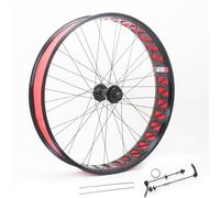 QUYCOIU Set di Ruote Bici Neve da 26 X 4,0/4,9" Set di Ruote per Bici Fat Freno A Disco Sgancio Rapido, Mozzi 36 Fori da 135/190 Mm, Ruote per Bici da Spiaggia(Black,26IN-Front)
