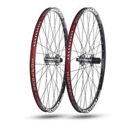 QUYCOIU Set Di Ruote Mountain Bike 24/26/27,5/29" Cerchi In Lega Di Alluminio A Doppio Strato Perno Passante Mozzi Freno A Disco 32H Per Cassetta 7-11 Velocità(Titanium,26in)
