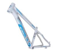 QUYCOIU Telaio per Bicicletta 24er Telaio per Mountain Bike 13'' Lega di Alluminio Freno A Disco Sgancio Rapido 135MM Passaggio Cavi Interno 1600 G Supporta 21-33 velocità(White Blue,C)