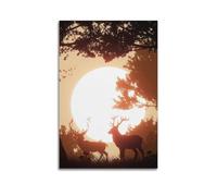 QUYEBRHFY Poster con cervo al tramonto, decorazione da parete, stile vintage, stampa di film, decorazione per la stanza, 40 x 60 cm, senza cornice