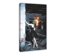 QUYHGAG Poster da parete su tela, motivo: ballerina tra le rovine del destino (2), decorazione artistica da parete per soggiorno e camera da letto, 60 x 90 cm