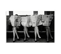 QUYHGAG Poster su tela con scritta in lingua inglese "Reading the Newspaper", decorazione per camera da letto, ufficio, stanza, regalo, 50 x 75 cm