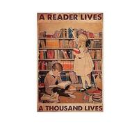 QUYHGAG Stampa artistica da parete su tela con scritta "Reading in the Library" per soggiorno e camera da letto, 20 x 30 cm