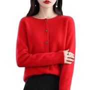 QuyiFa 2024 Cardigan a Maniche Lunghe con Bottoni in Cashmere Davanti, Morbidi Maglioni Elastici Lavorati a Maglia Caldi, Maglioni in Cashmere da Donna, (Rouge,XL)