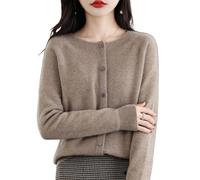 QuyiFa 2024 Cardigan a Maniche Lunghe con Bottoni in Cashmere Davanti, Morbidi Maglioni Elastici Lavorati a Maglia Caldi, Maglioni in Cashmere da Donna, (Café,XL)