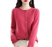 QuyiFa 2024 Cardigan a Maniche Lunghe con Bottoni in Cashmere Davanti, Morbidi Maglioni Elastici Lavorati a Maglia Caldi, Maglioni in Cashmere da Donna, (Framboise,XL)