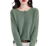 QuyiFa 2024 Cardigan a Maniche Lunghe con Bottoni in Cashmere Davanti, Morbidi Maglioni Elastici Lavorati a Maglia Caldi, Maglioni in Cashmere da Donna, (Vert,L)