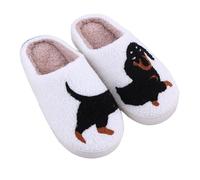 QuyiFa Pantofole bassotto per donna, pantofole per cani per donna e uomo, pantofole con simpatici animali, morbide pantofole da casa in peluche (A02,38-39)