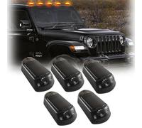 QuyiFa Wireless Cab Lights for Truck, no drill cab lights,truck cab lights, Roof Lights,Solar Powered Cab Led Lights Vibration Sensor Roof Lights. (5*Yellow light,Black shell)