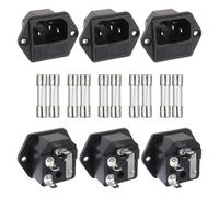 Quystetes 1 Set Nero AC 250V 10A 2 In 1 Montaggio Modulo Spina Presa Connettore di Alimentazione con 10A Fusibile (Confezione da 6 Pezzi)
