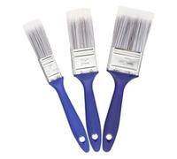 Quystetes 3 pennelli con manico in plastica blu, pennello per colla, vernici, pennelli per cera, strumento da disegno piatto in nylon