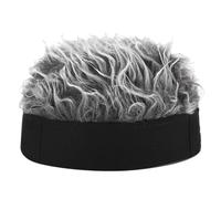 Quystetes Cappelli per Adulti Berretto da Baseball da Peloso con Parrucca Lavorata un Maglia con Parrucche Uomo Fascia Nera + Grigia