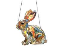 Quystetes Decorazione a forma di coniglietto pasquale piatto, ornamento in acrilico per la stagione primaverile, decorazione per interni ed esterni, luce solare cattura arte