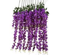 Quystetes Glicine artificiale in seta ratta ratta fiore da appendere decorazione per matrimonio, 6 pezzi, ()