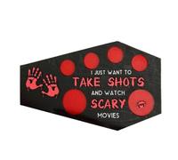 Quystetes Halloween Horror Shot Tray, Wired forma Horror Ice Tray, Vassoio di vetro di colpo di legno, Accessori da cucina Wine Shot
