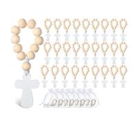 Quystetes Rosario in Legno da 36 Pezzi con Perline in Rete Bianca per Battesimo, Prima Comunione, Cresima, Baby Shower, Addio al Nubilato