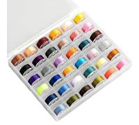 Quystetes Set di 36 fili da cucito e bobine, colori assortiti, con scatola di plastica, per macchina da cucire domestica, in poliestere