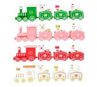 Quystetes Set di 4 decorazioni natalizie a forma di treno con decorazione a forma di treno, per Natale, facili da usare