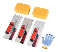 Quystetes Set di Spatole per Piastrelle A Denti Quadrati In Acciaio Inossidabile - Strumenti per Muratura per L'Installazione di Piastrelle, Include Spugna per Fughe e da
