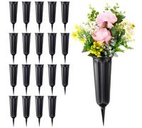 Quystetes Vasi per Cimitero con Punte, Vasi in Plastica per Fiori, Decorazioni per Tombe per Cimitero, Vasi Floreali Commemorativi, Confezione da 20