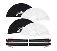 Quystetes Ventaglio pieghevole in seta, 4 pezzi, ventagli cinesi giapponesi Tai palmari, per danza e (A)