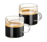 Quzenn Set di 2 Tazzine da caffè, Bicchierini da caffè Espresso in Vetro Trasparente con Doppio Beccuccio da 4 OZ