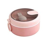 QVK Il set di ciotole per insalata a doppio strato, include un cucchiaio e un coperchio per forchetta, è a prova di perdite e ermetico-Pink