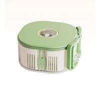 QVK Insalatiera e ciotola per il pranzo a doppio strato, set di insalatiera portatile con coperchio e forchetta, con manico pieghevole, per pranzi e frutta On the Go-Green