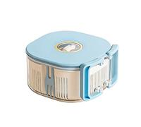 QVK Insalatiera e ciotola per il pranzo a doppio strato, set di insalatiera portatile con coperchio e forchetta, con manico pieghevole, per pranzi e frutta On the Go-Blue