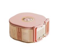 QVK Insalatiera e ciotola per il pranzo a doppio strato, set di insalatiera portatile con coperchio e forchetta, con manico pieghevole, per pranzi e frutta On the Go-Pink