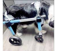 QWAXTRIW Sedia a rotelle per Cani 4 Ruote Possono Essere 2 Ruote, Sedia a rotelle a Supporto Completo per Cane, Ginocchio per Cani Regolabile per Doppia Gamba Posteriore (Blu Piccolo)