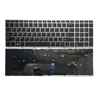 QWCOZSY per Tastiera USA/Spagnola/Russa/Latina/Francese per HP per Probook 450 G5 455 470 Nero Facili da sostituire(US Silver Frame)